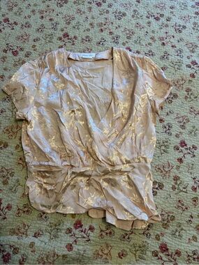 Lovers + Friends Metallic Blush Wrap Blouse